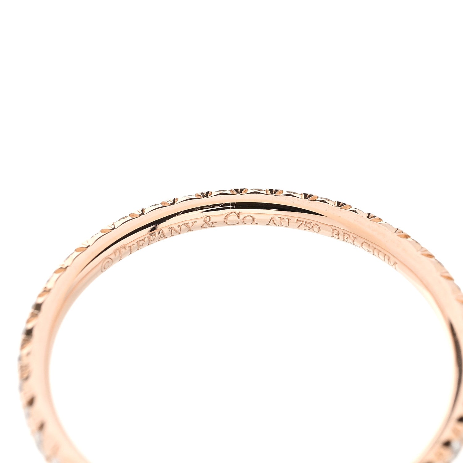 Tiffany 18K Rose Gold Diamond Metro Band Ring 49 5 4 of 5