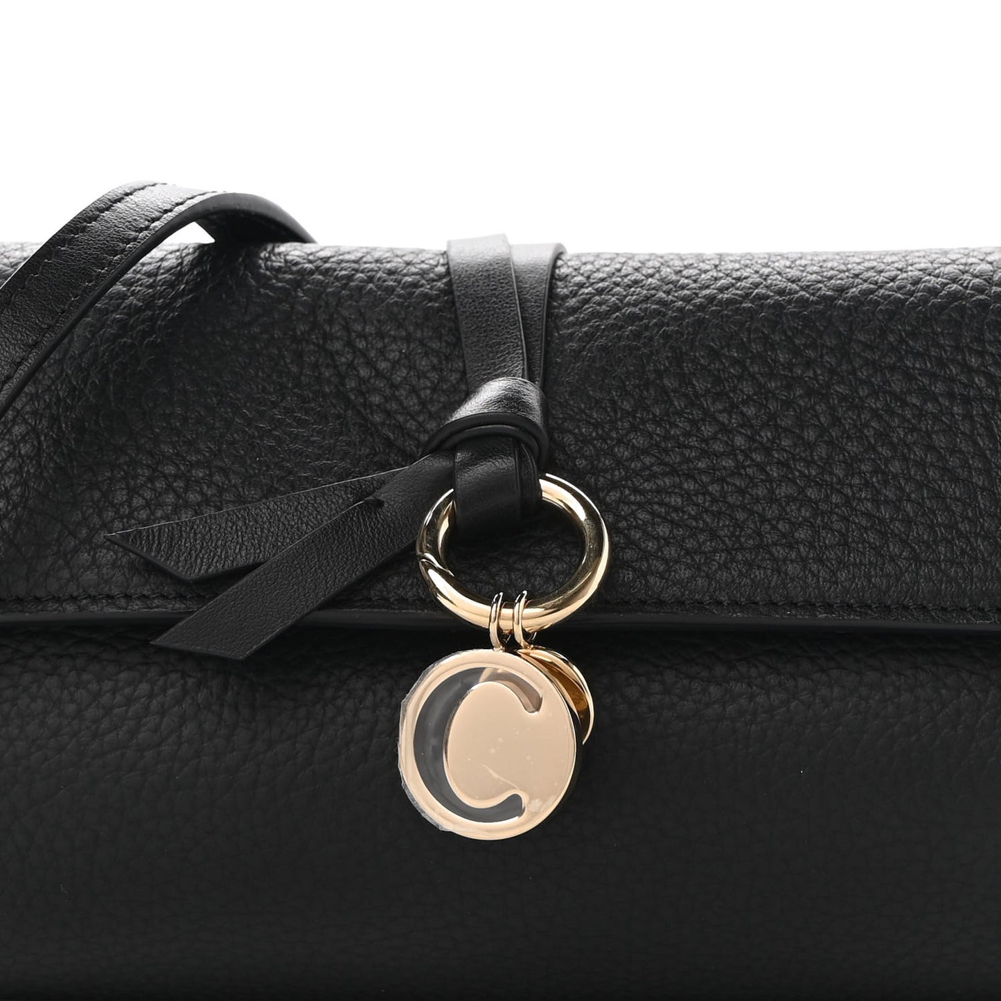 Grained Calfskin Alphabet Crossbody Pouch Black