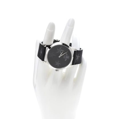 Gucci Stainless Steel Calfskin 38mm G-Timeless Bee Star Hologram Quartz Watch Black 3 of 8