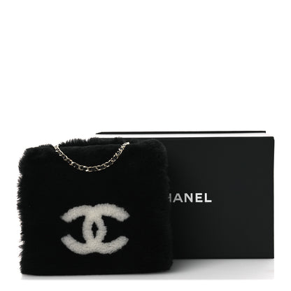 Chanel Muff Shearling Lambskin Bag Black Ecru 10 of 10