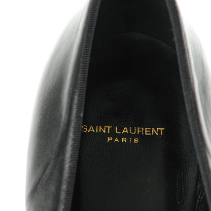 Saint Laurent Smooth Calfskin Smoking Slipper Flat Loafers 38 Black 7 of 9