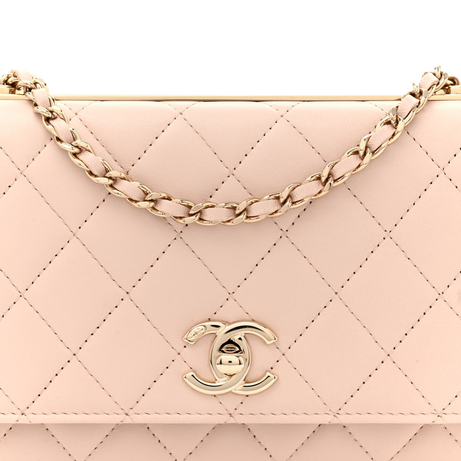 Chanel Lambskin Quilted Trendy CC Wallet On Chain WOC Light Beige 8 of 10