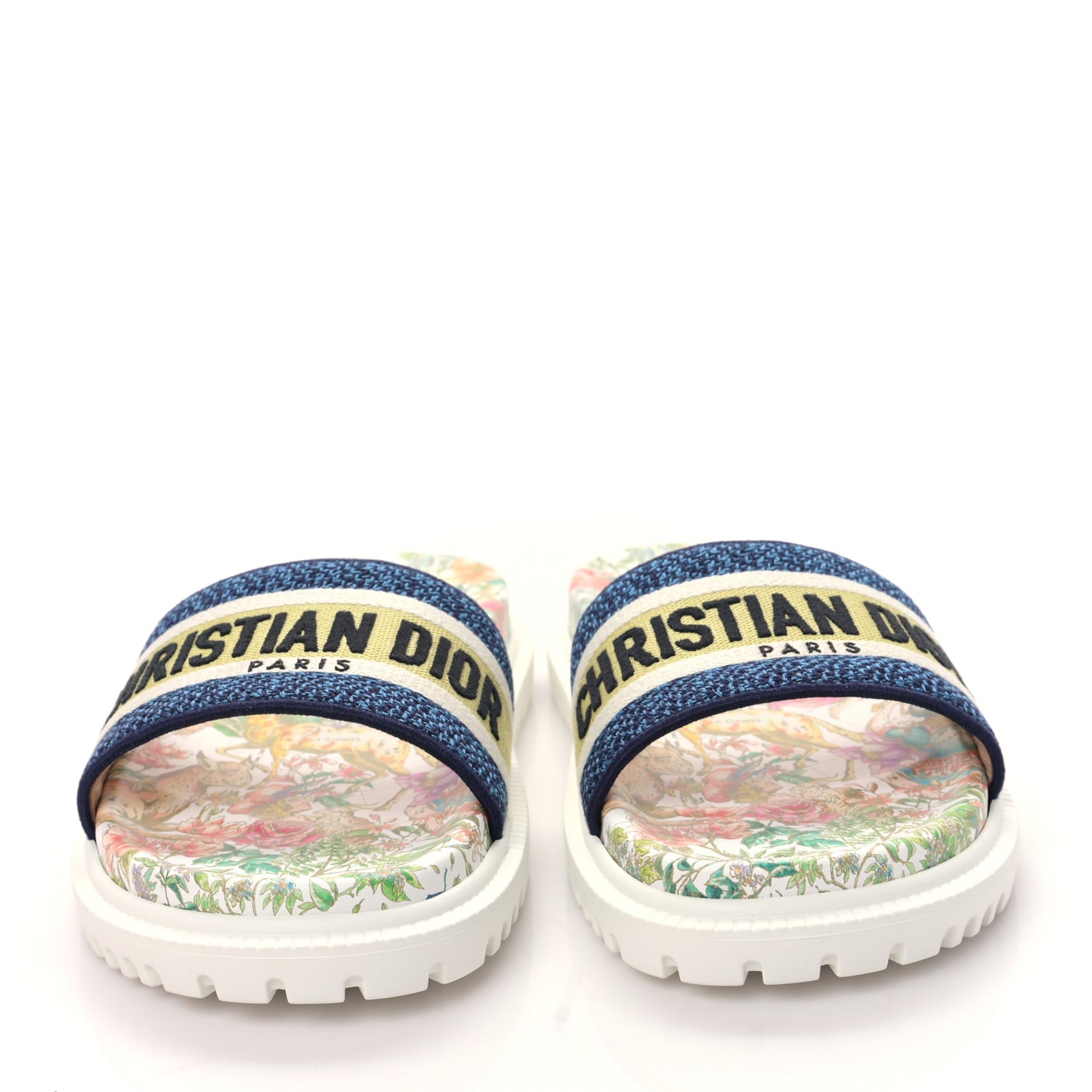Canvas D-Constellation Embroidered Dway 10mm Slide Sandals 41 White Multicolor