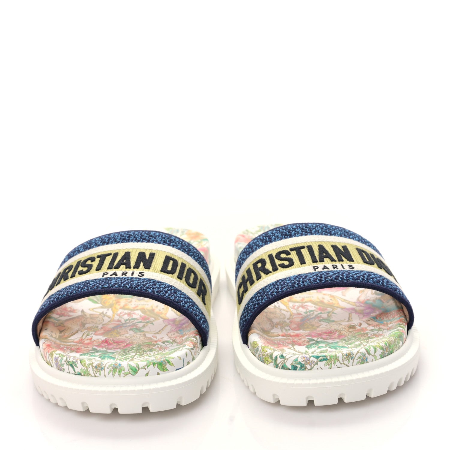 Christian Dior Canvas D-Constellation Embroidered Dway 10mm Slide Sandals 41 White Multicolor 2 of 9