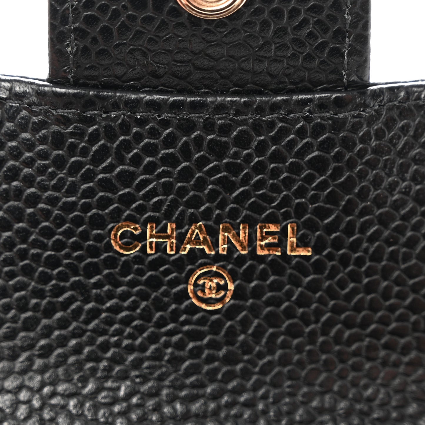Caviar Quilted Flap Card Holder Wallet Black