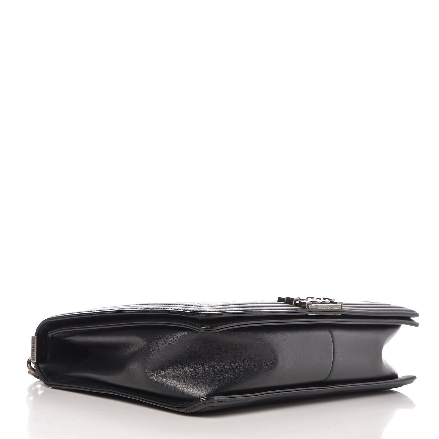Calfskin Quilted Large Boy Flap Black