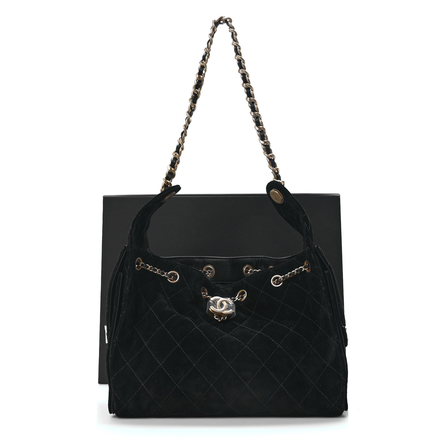 Chanel Suede Quilted Small Chanel 25 Handbag Black 11 of 11