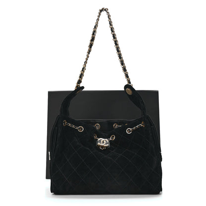Chanel Suede Quilted Small Chanel 25 Handbag Black 11 of 11