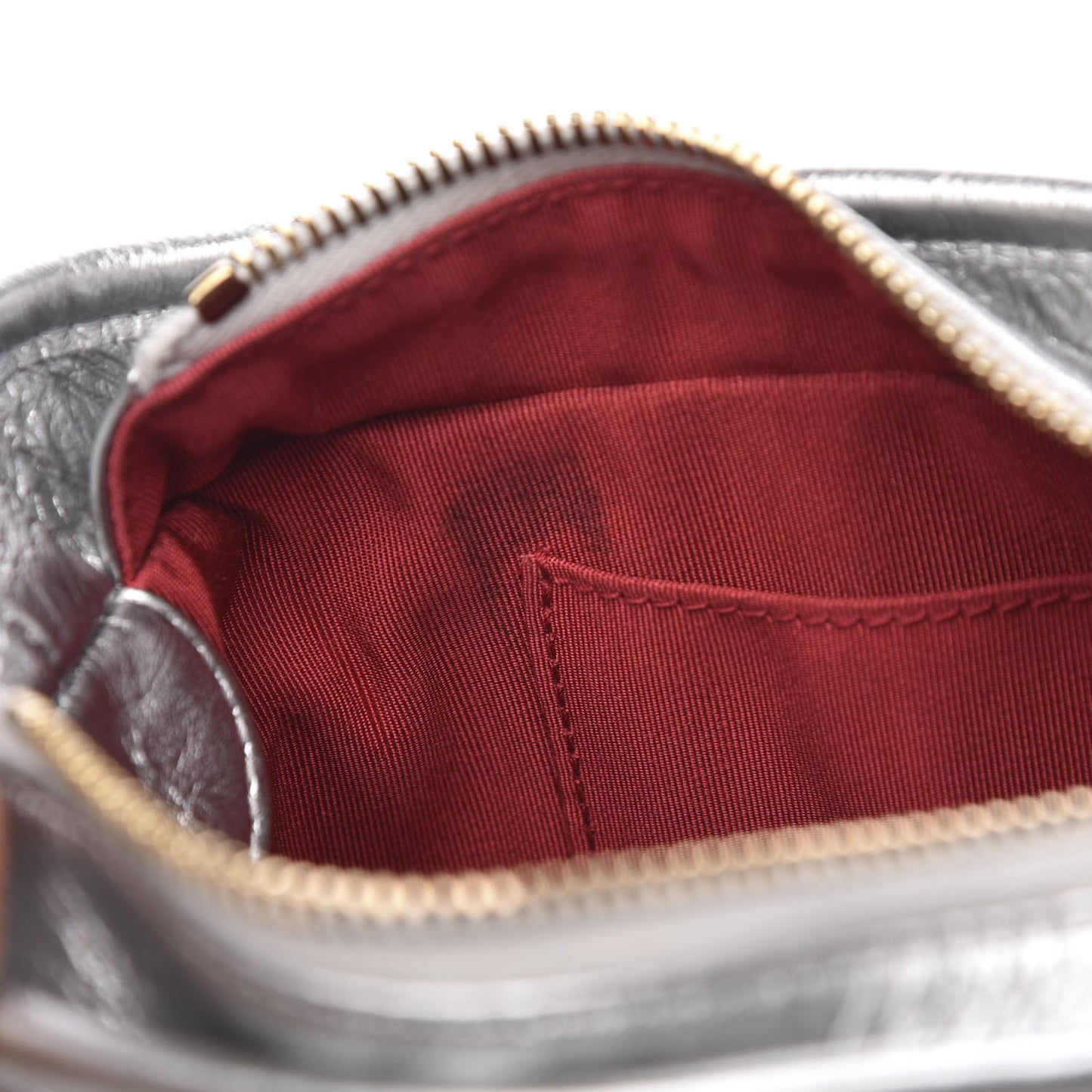 Metallic Aged Calfskin Quilted Small Gabrielle Hobo Silver