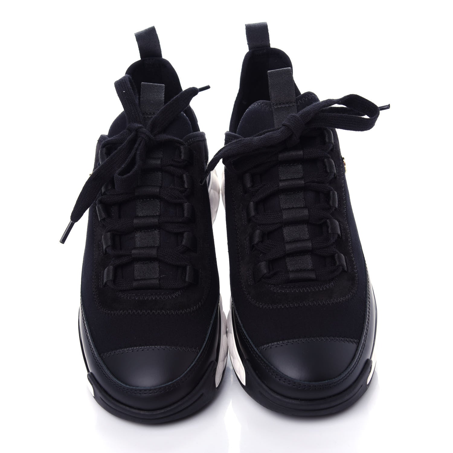 Chanel Velvet Calfskin Mixed Fibers CC Sneakers 37.5 Black 5 of 11