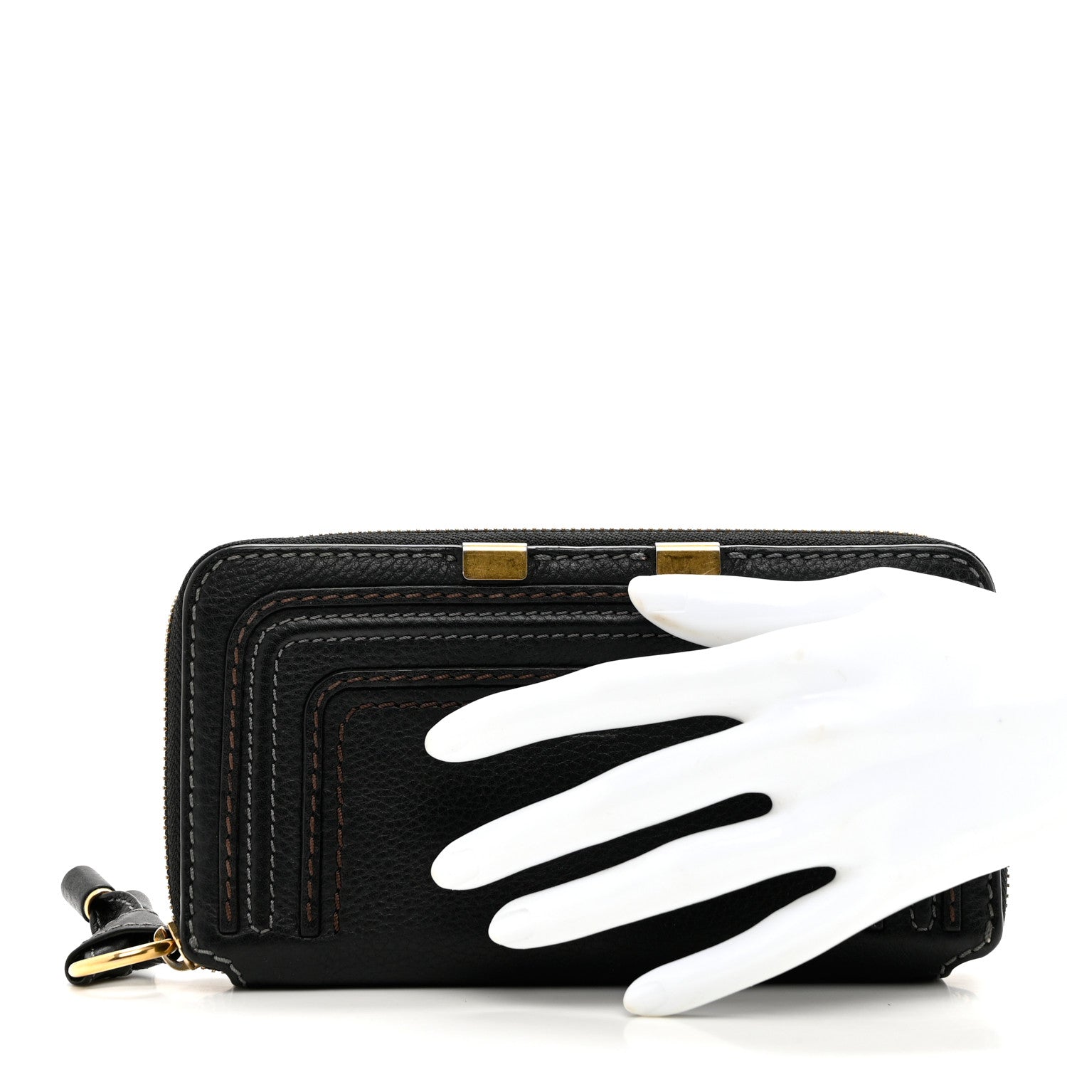 Chloe Grained Calfskin Marcie Long Zip Around Wallet Black 2 of 7