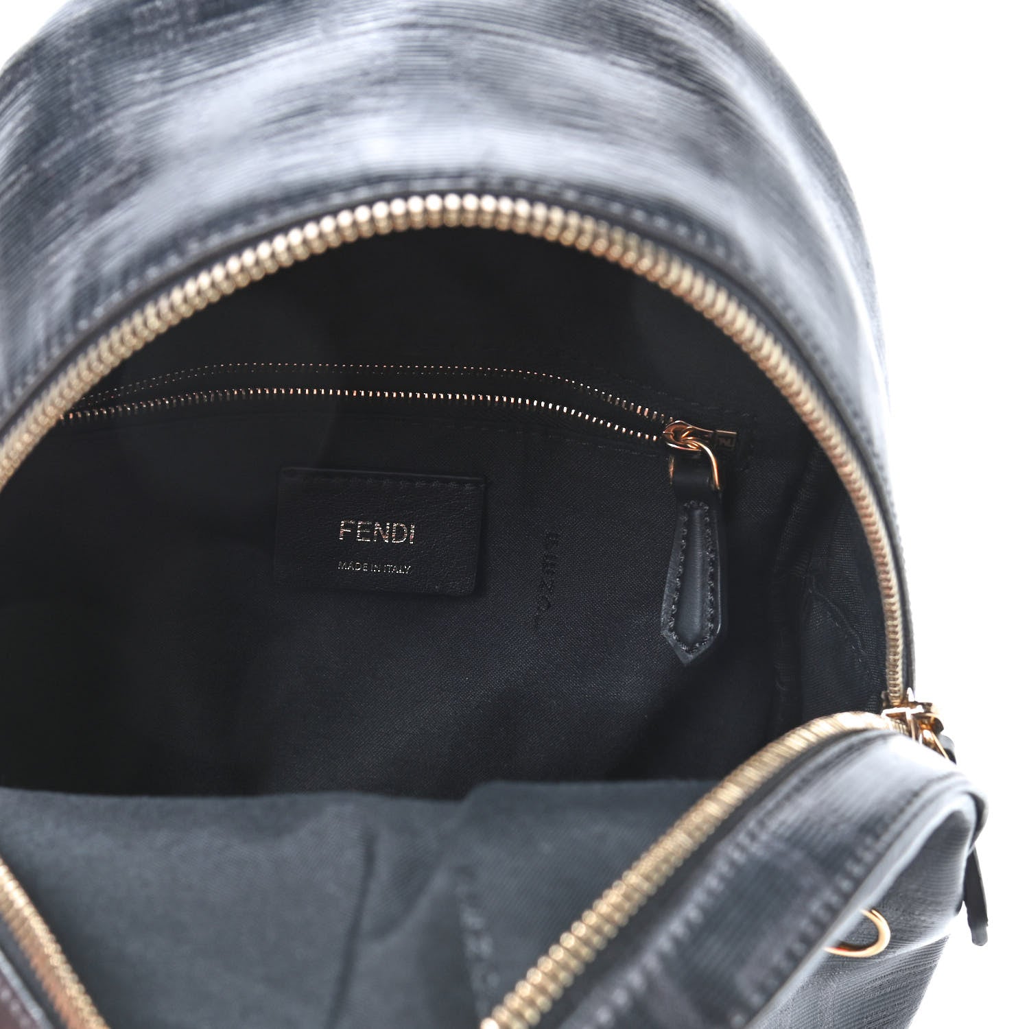 Fendi X FILA Glazed Fabric Vitello Century FF 1974 Mania Mini Backpack Black White 4 of 4