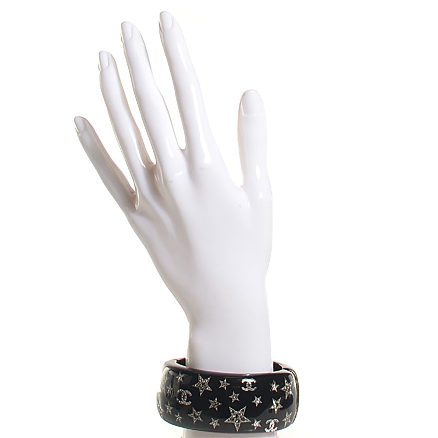 Chanel Resin Strass CC Stars Cuff Black 2 of 5