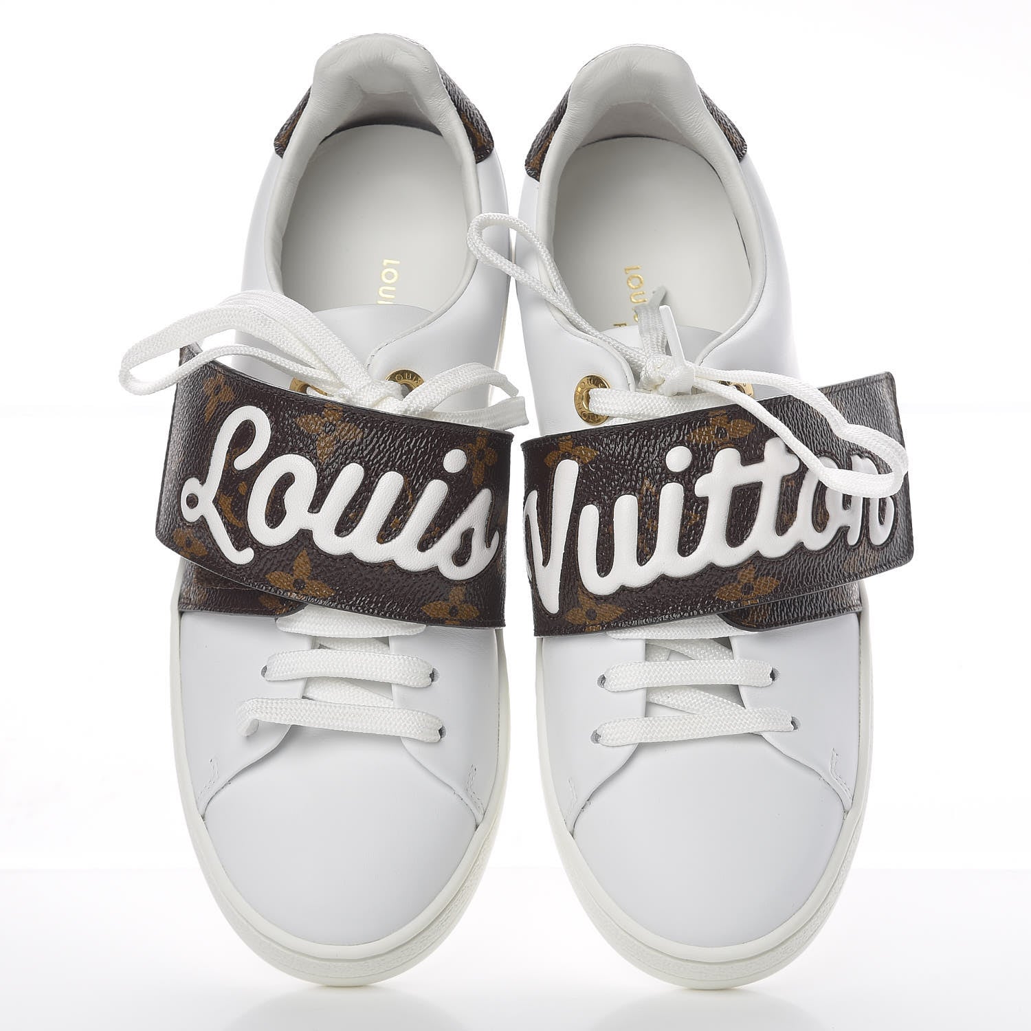 Louis Vuitton Calfskin Monogram Frontrow Sneakers 34 White 5 of 9
