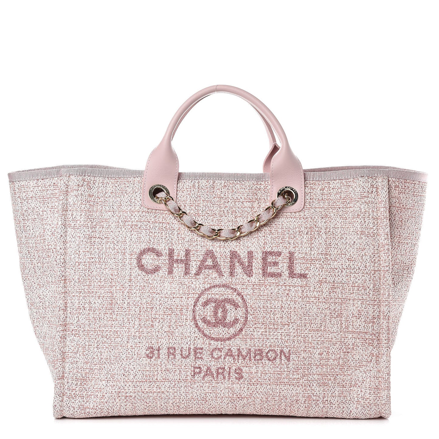 Straw Lurex Large Deauville Tote Pink