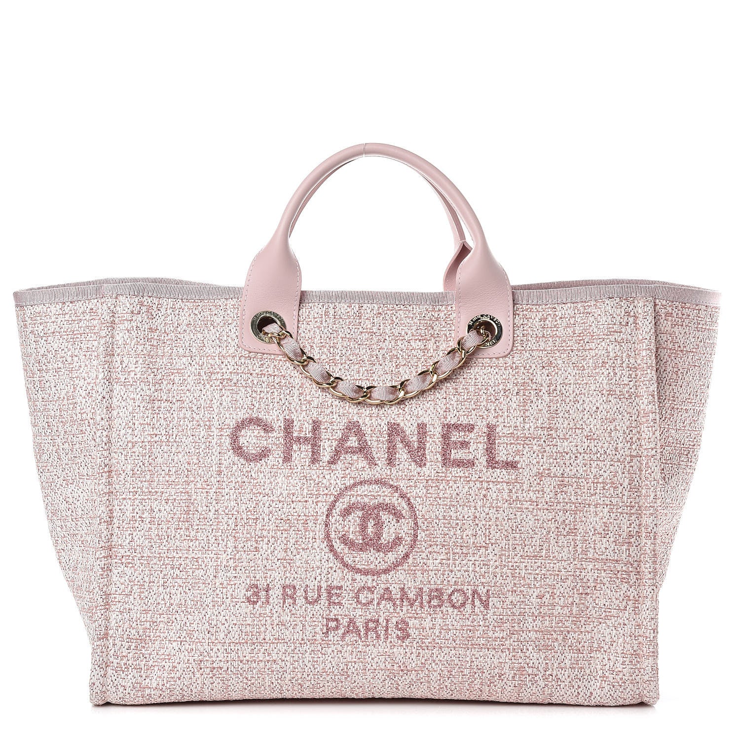 Chanel Straw Lurex Large Deauville Tote Pink 1 of 13