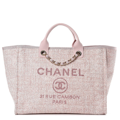 Chanel Straw Lurex Large Deauville Tote Pink 1 of 13