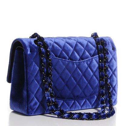 Chanel Velvet Quilted Medium Double Flap Dark Blue 3 of 8