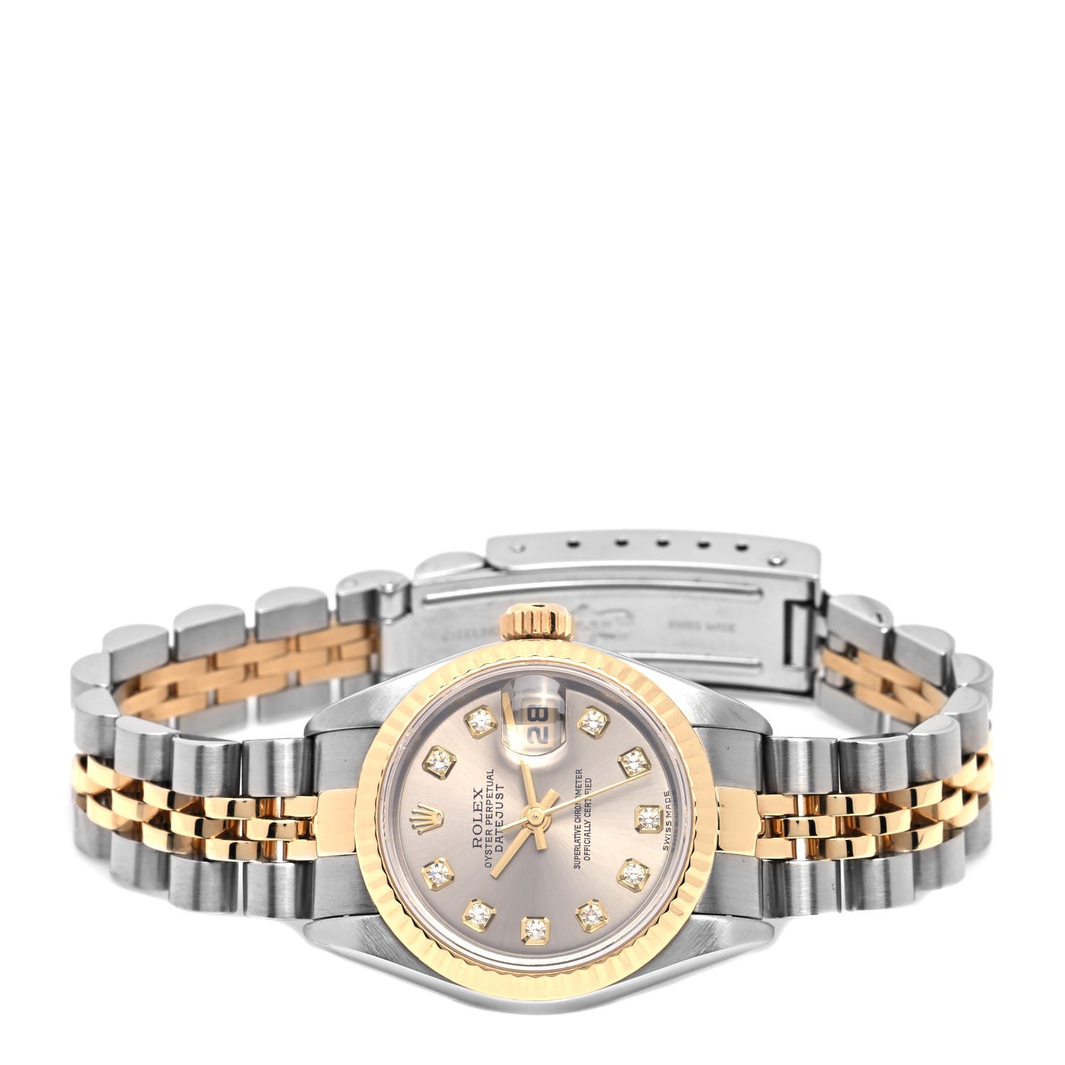 Rolex Stainless Steel 18K Yellow Gold Diamond 26mm Oyster Perpetual Datejust Watch Silver 79173 2 of 5