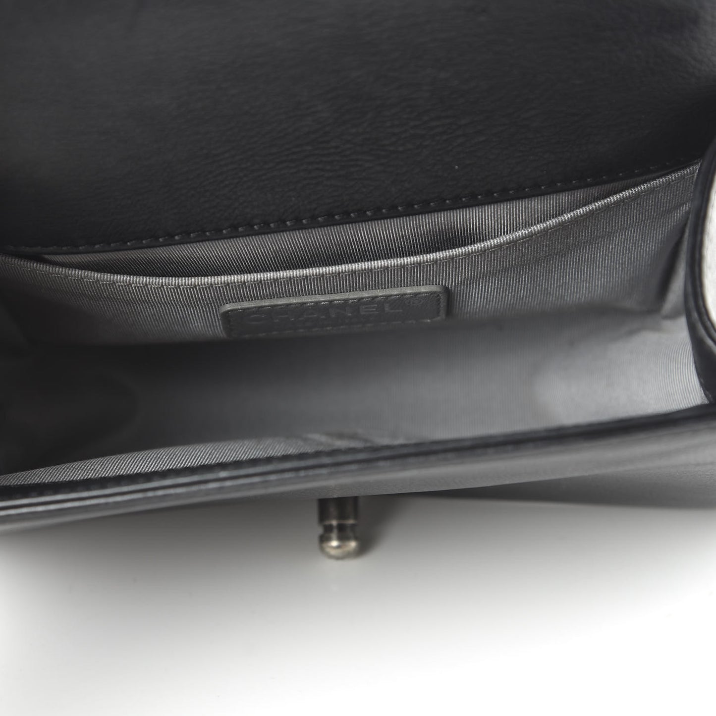 Calfskin Double Stitch Small Boy Flap Black