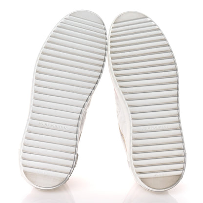 Louis Vuitton Monogram Embossed Calfskin Damier Azur Time Out Sneakers 37.5 Rose Clair Pink 6 of 10