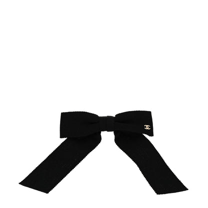 Chanel Grosgrain Bow CC Hair Clip Black 1 of 3