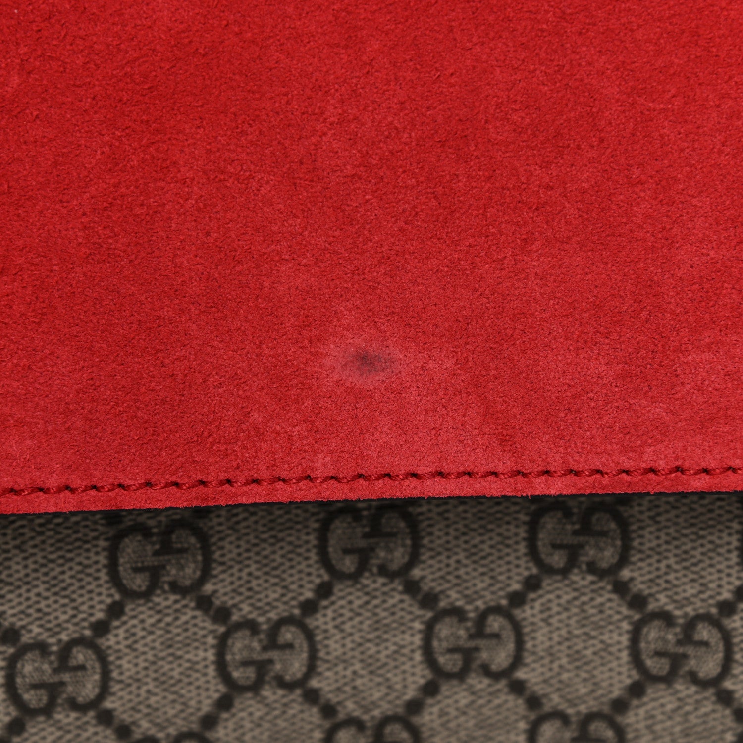Gucci GG Supreme Monogram Suede Cudu Medium Dionysus Shoulder Bag Beige Ebony Vulcanic Red 12 of 14