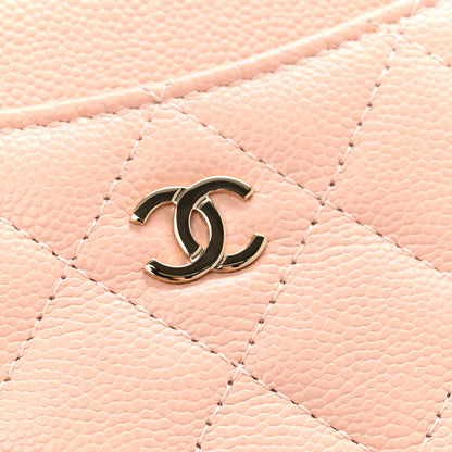 Chanel Caviar Quilted Zip Card Holder Wallet Light Pink 8 of 10