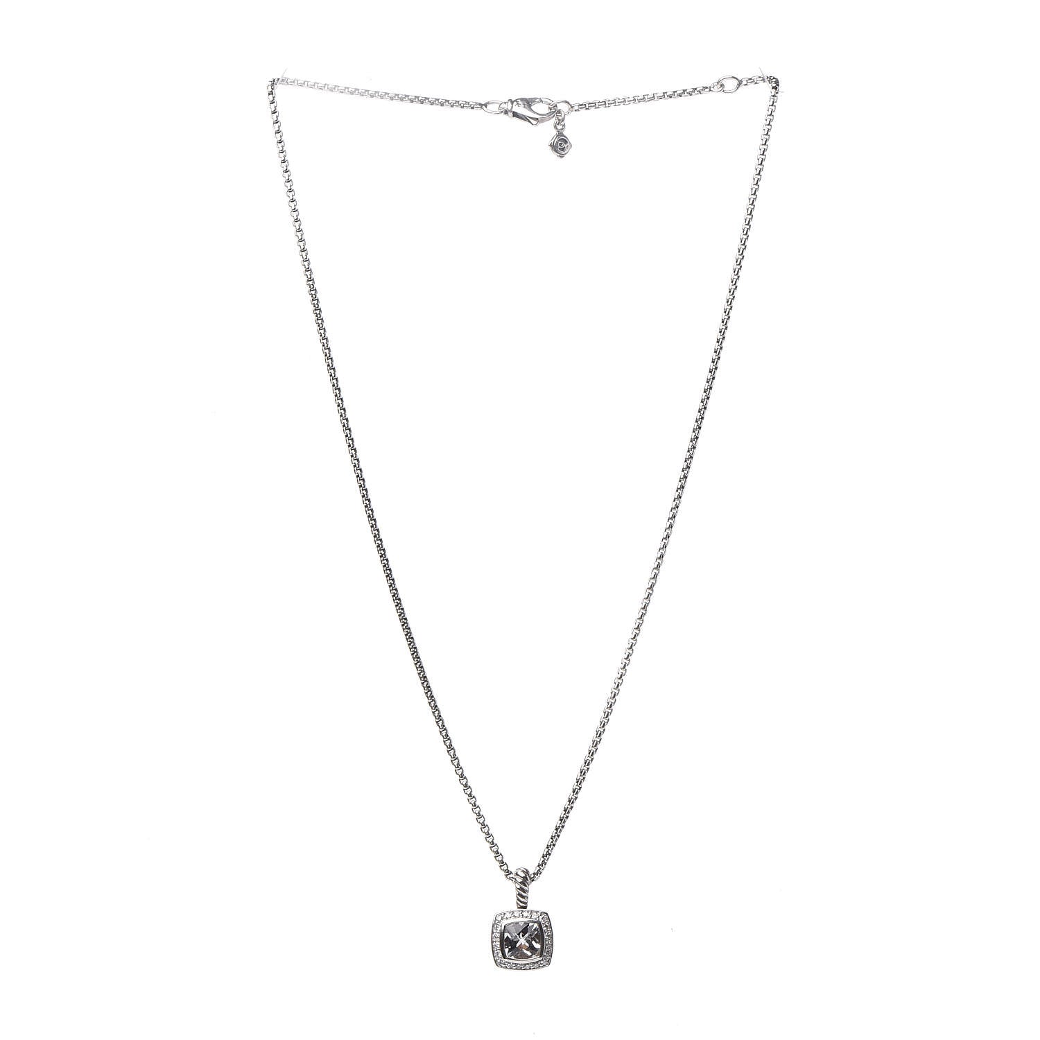 David Yurman Sterling Silver Diamond White Topaz 7mm Petite Albion Pendant Necklace 3 of 6