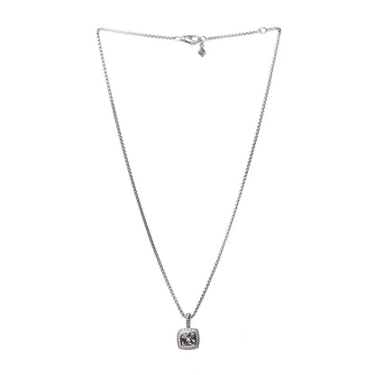 David Yurman Sterling Silver Diamond White Topaz 7mm Petite Albion Pendant Necklace 3 of 6