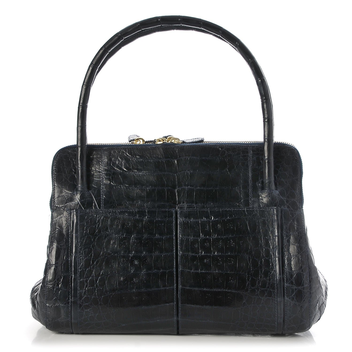 Nancy Gonzalez Crocodile Executive Double Zip Tote Navy 1 of 15