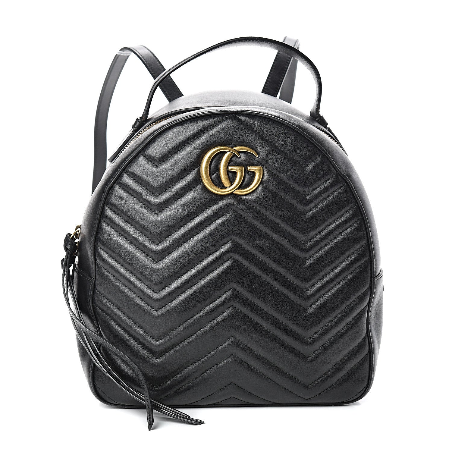 Gucci Calfskin Matelasse GG Marmont Dome Backpack Black 1 of 16