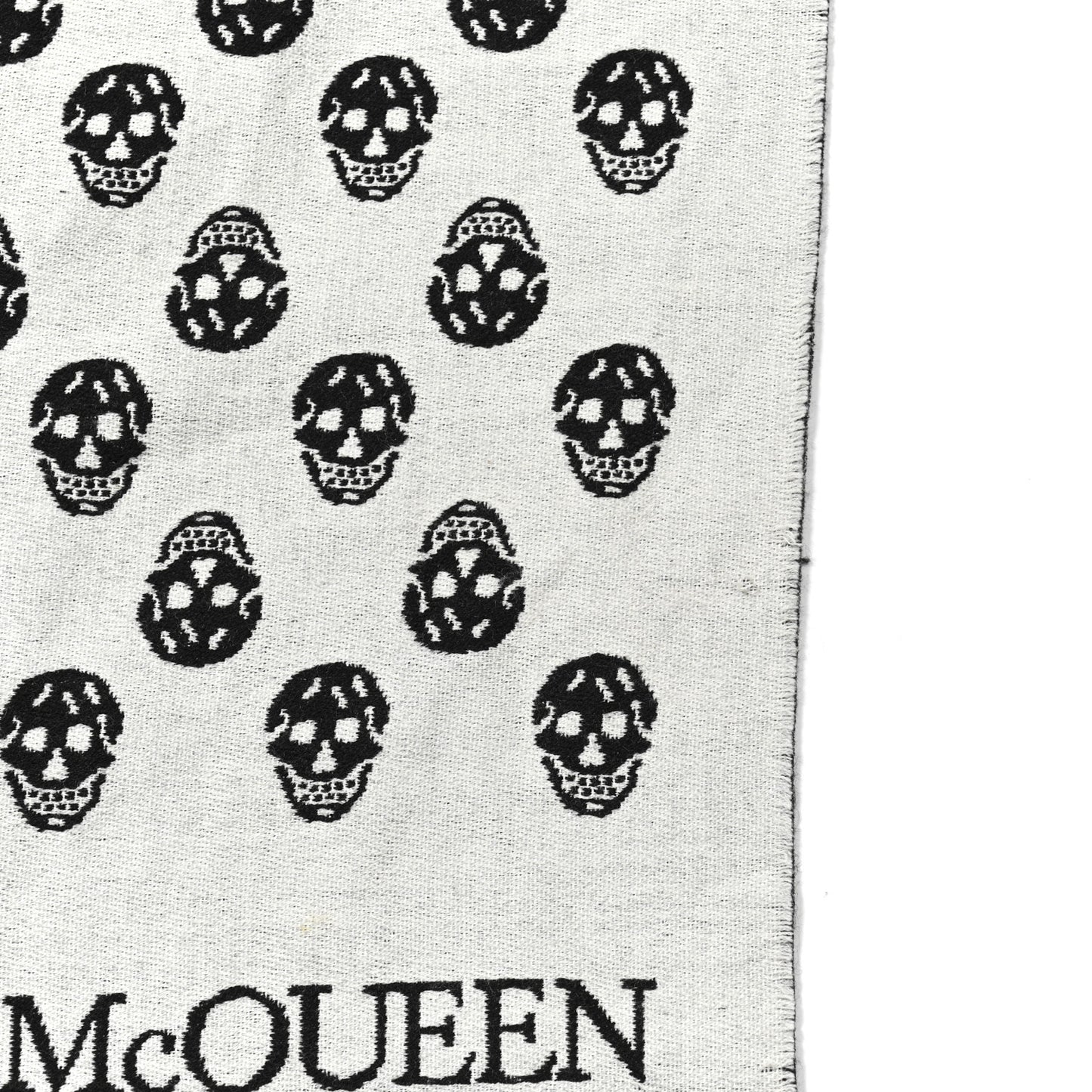 Wool Reversible Upside Down Skull Orchid Scarf Black Ivory