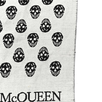 Alexander McQueen Wool Reversible Upside Down Skull Orchid Scarf Black Ivory 4 of 6