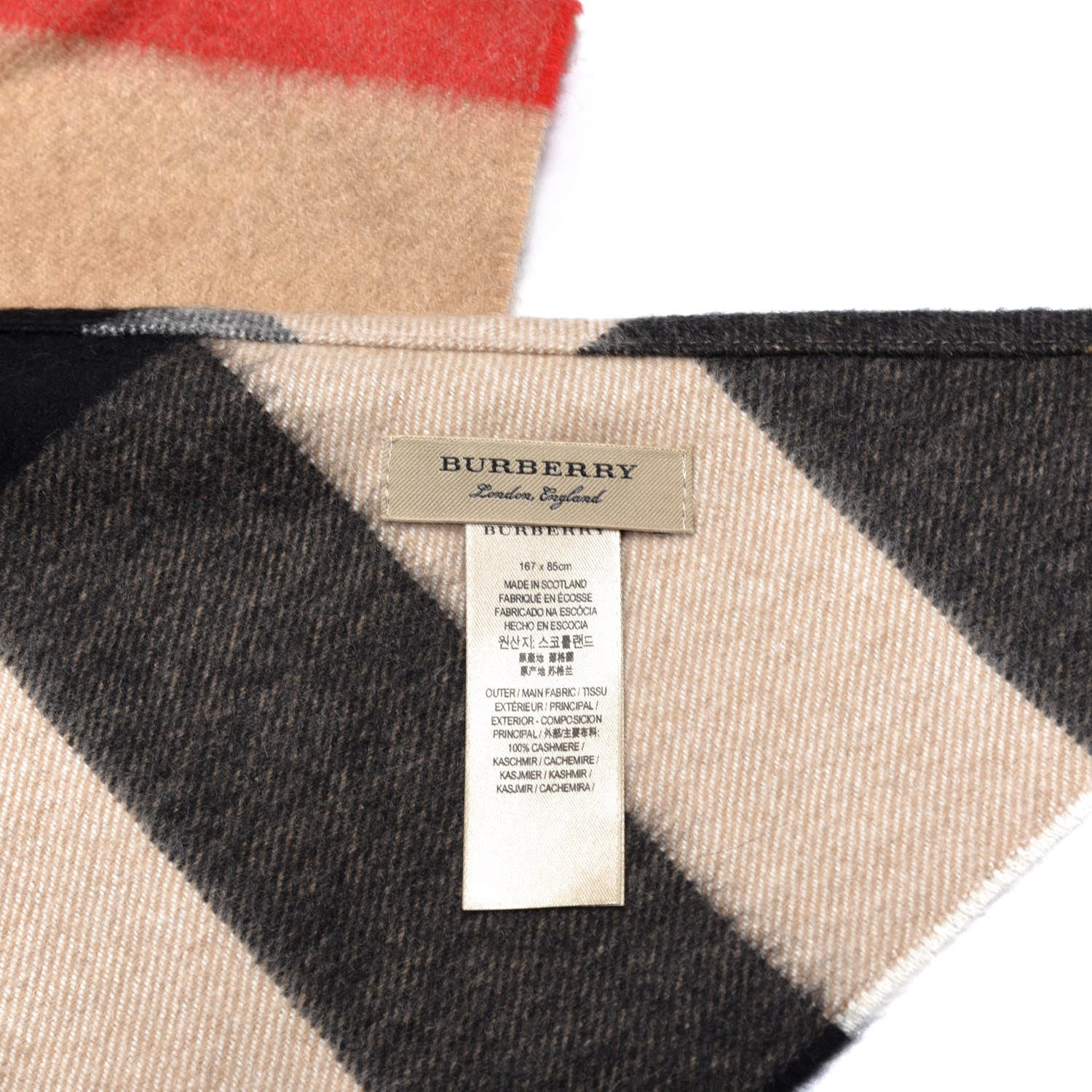 Burberry Cashmere Check Triangle Bandana Scarf Camel 3 of 3