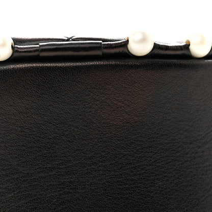 Chanel Calfskin Quilted Pearl Round Clutch With Chain Black 11 of 12