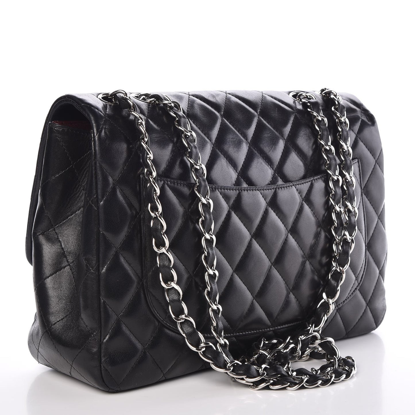 Lambskin Quilted Jumbo Single Flap Black