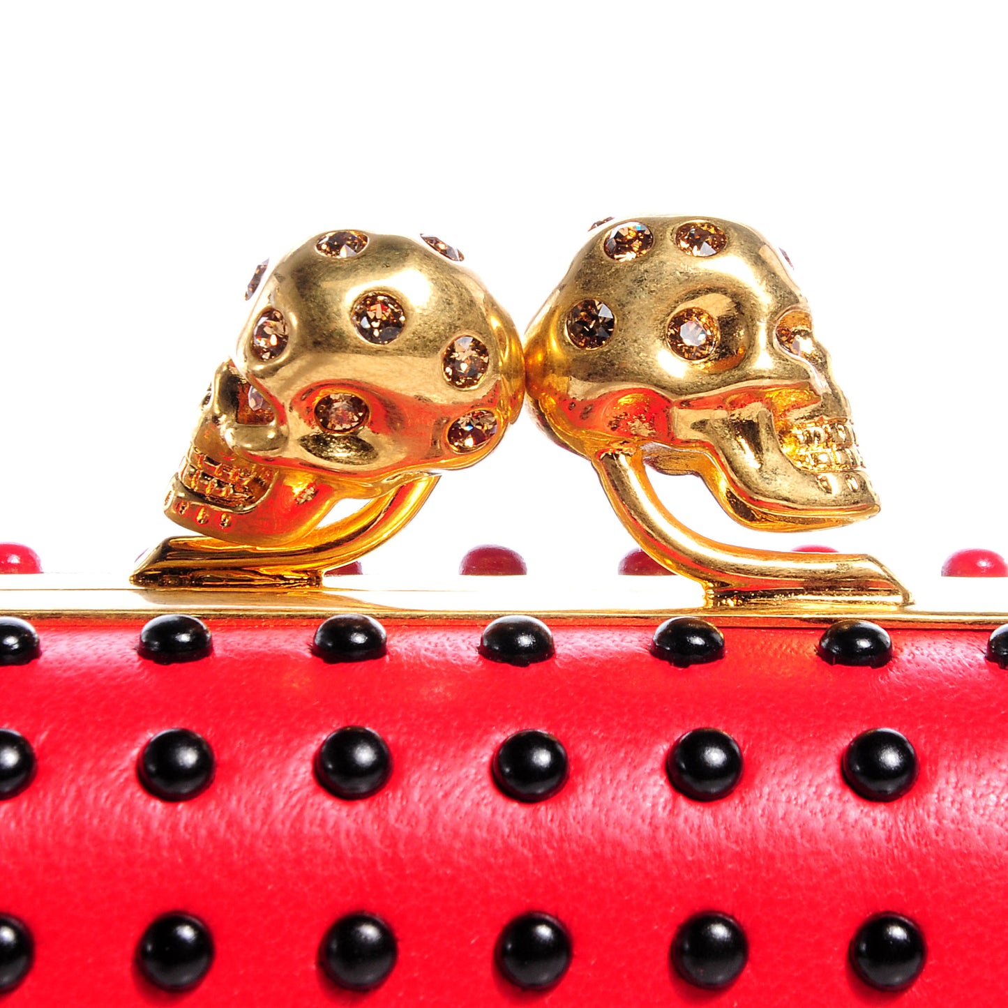Nappa Bi-Color Twin Skull Box Clutch Black Red