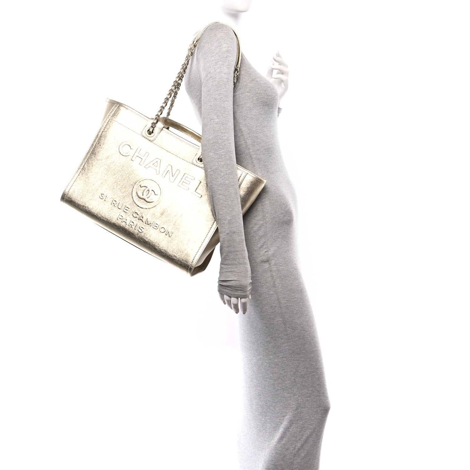 Chanel Metallic Calfskin Medium Deauville Tote Gold 2 of 12