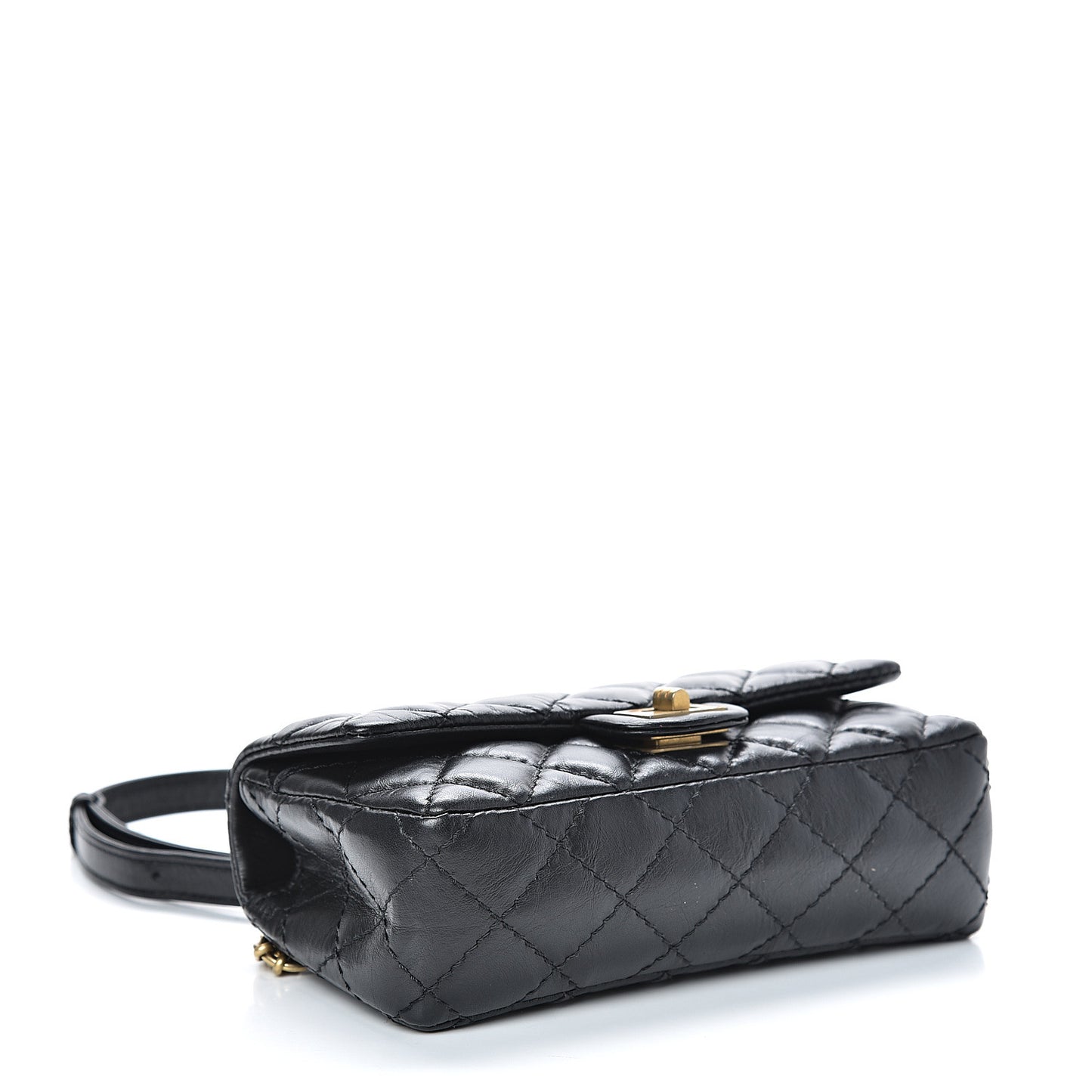 Aged Calfskin Quilted 2.55 Reissue Chain Waist Bag Black