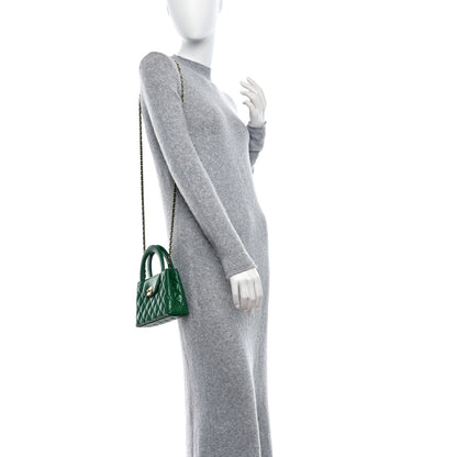 Chanel Shiny Aged Calfskin Quilted Nano Kelly Shopper Green 3 of 10