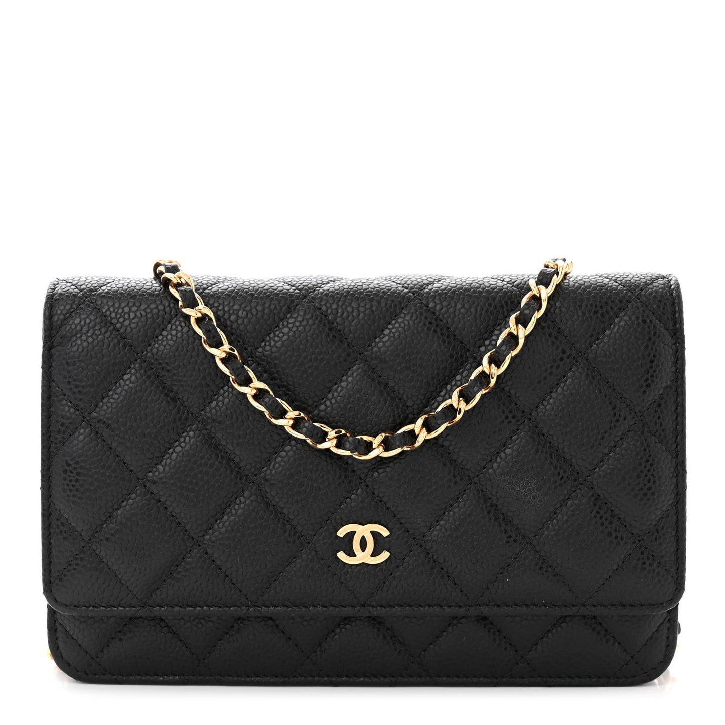 Caviar Quilted Wallet on Chain WOC Black