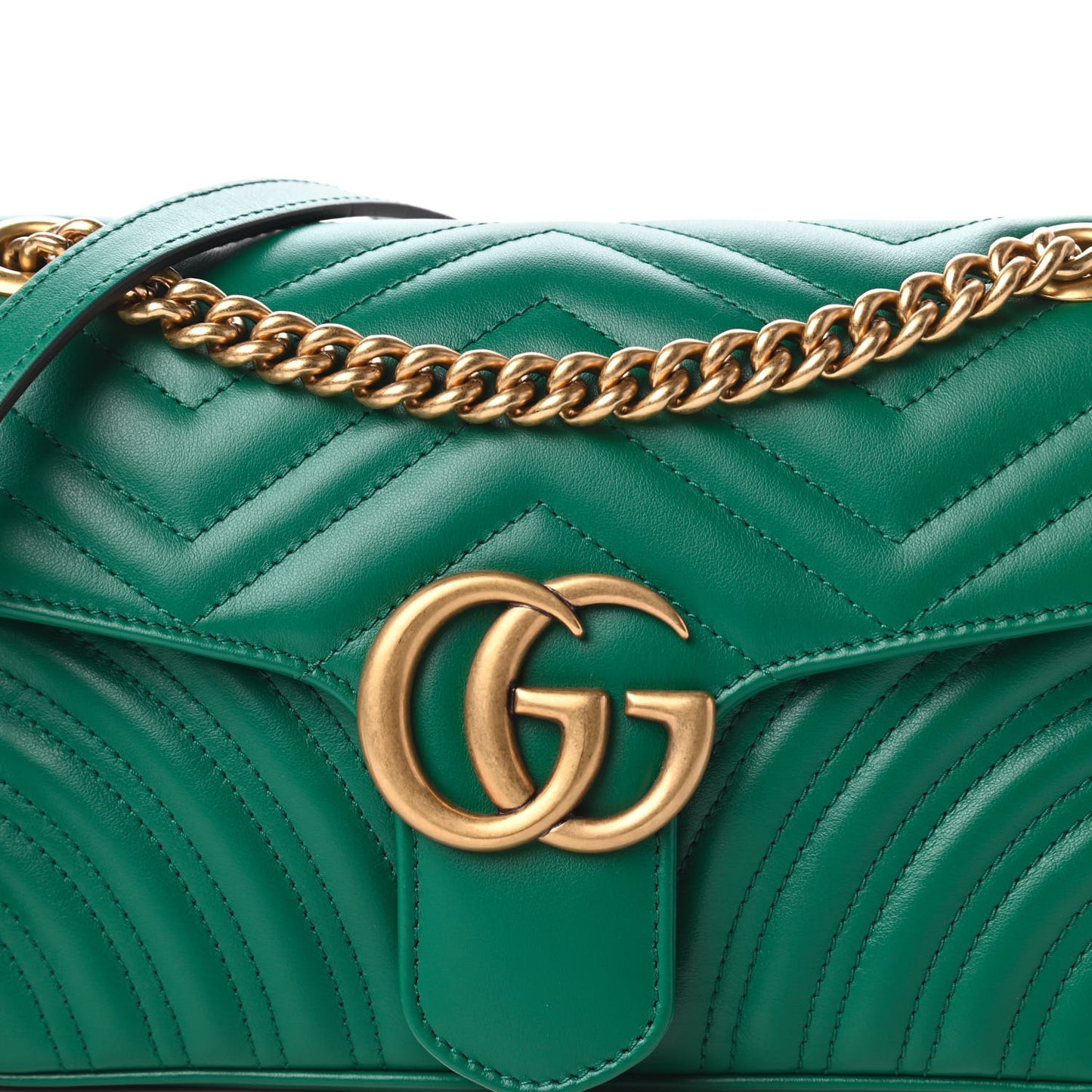Calfskin Matelasse Small GG Marmont Shoulder Bag Emerald Green