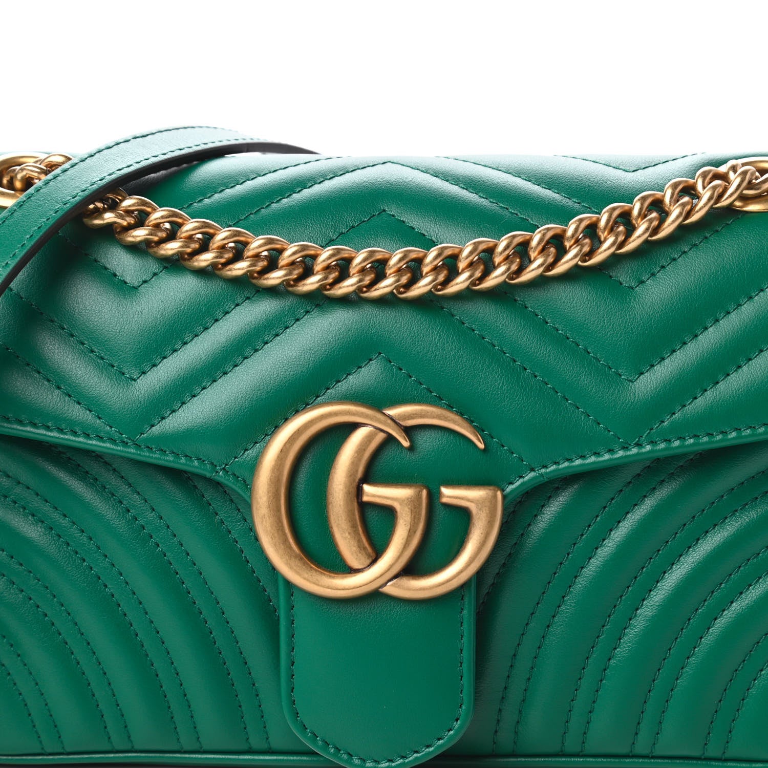 Gucci Calfskin Matelasse Small GG Marmont Shoulder Bag Emerald Green 10 of 10