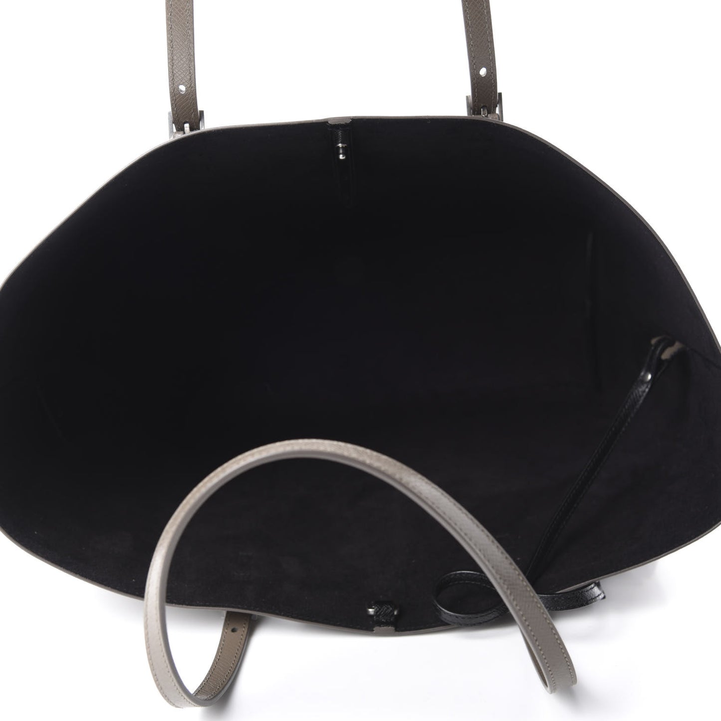 Grained Calfskin Large Shopping Tote Warm Taupe Black