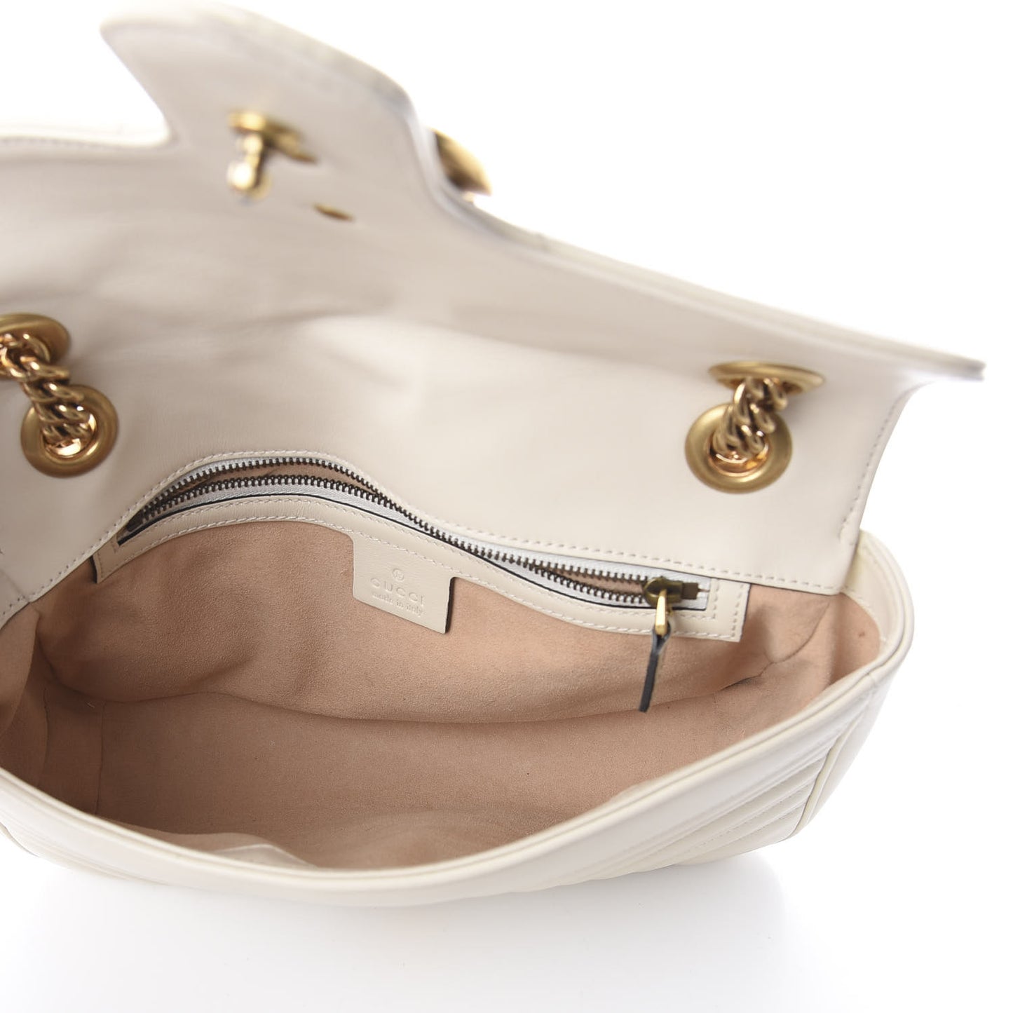 Calfskin Matelasse Small GG Marmont Shoulder Bag White