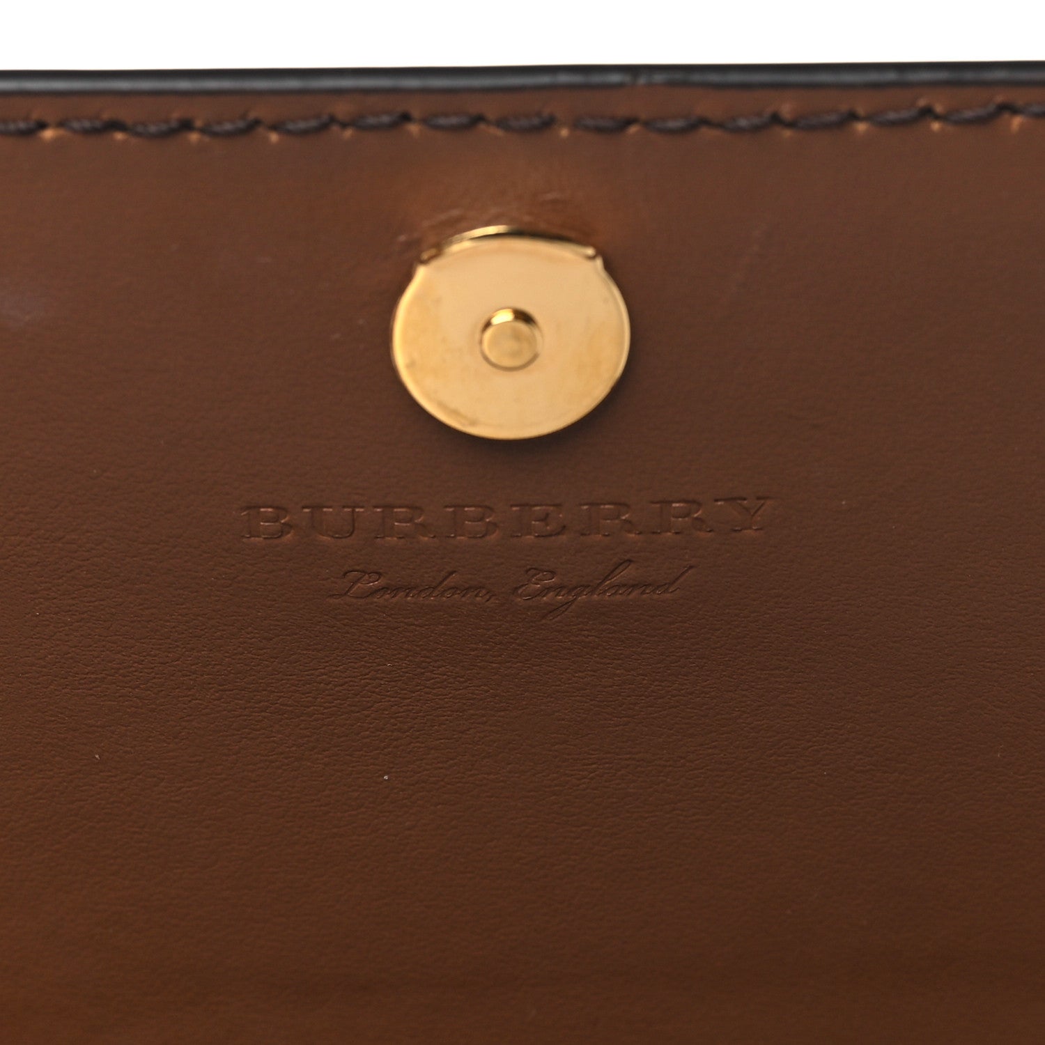 Burberry Grained Calfskin House Check Tartan Mix Hampshire Wallet On Chain Tan 6 of 11