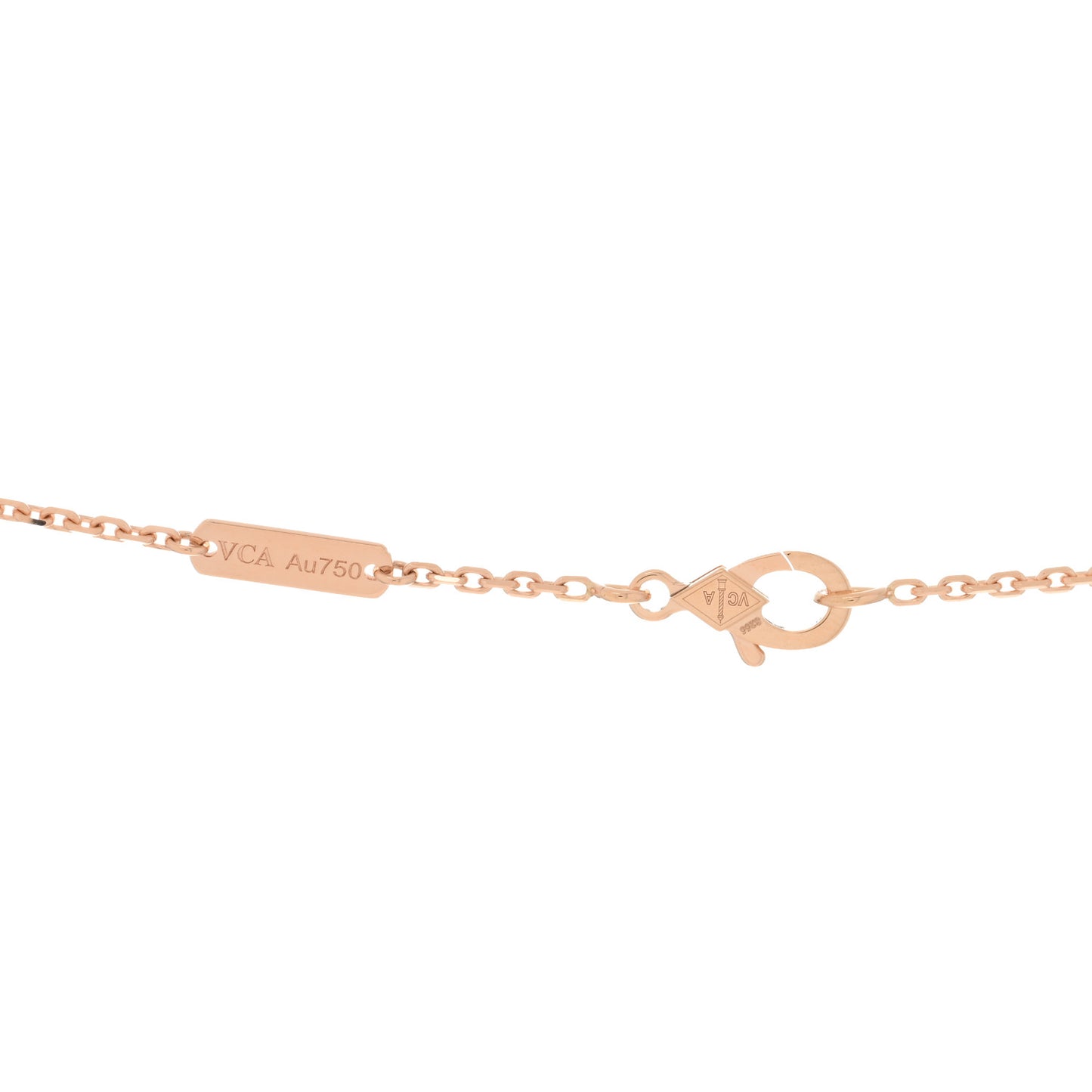 18K Rose Gold Diamond Silver Obsidian Vintage Alhambra Pendant Necklace