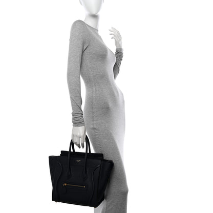 Celine Drummed Calfskin Micro Luggage Midnight 2 of 10