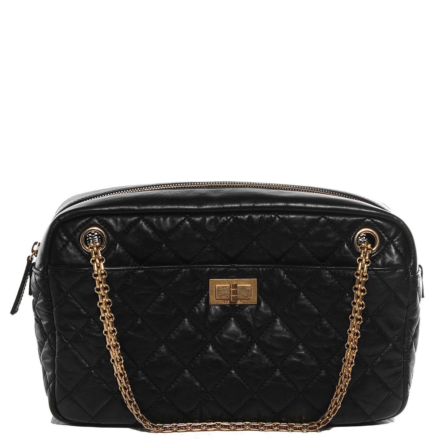 Aged Calfskin Quilted Medium Reissue Camera Case Black